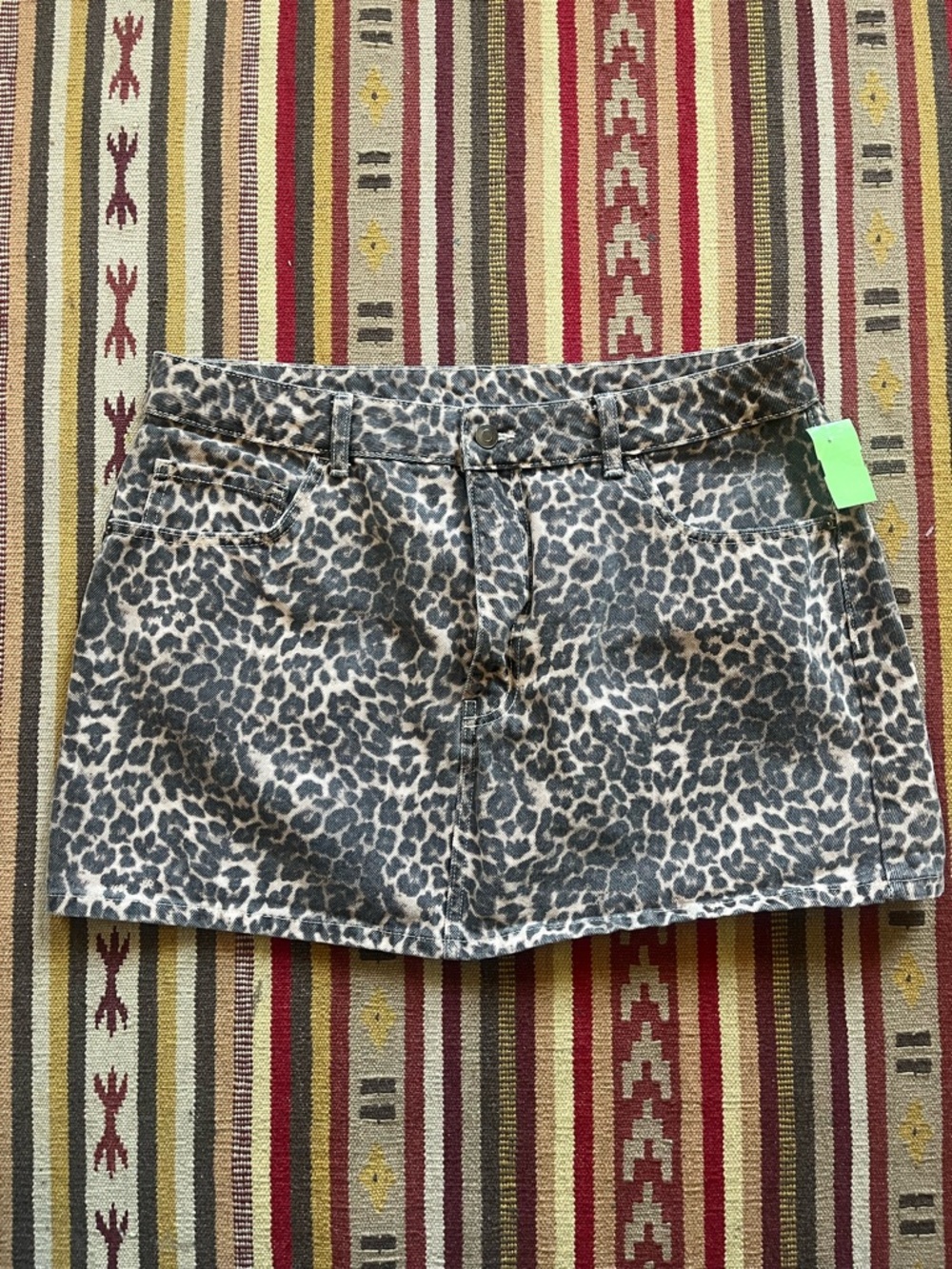 Cheetah Print Denim Skirt